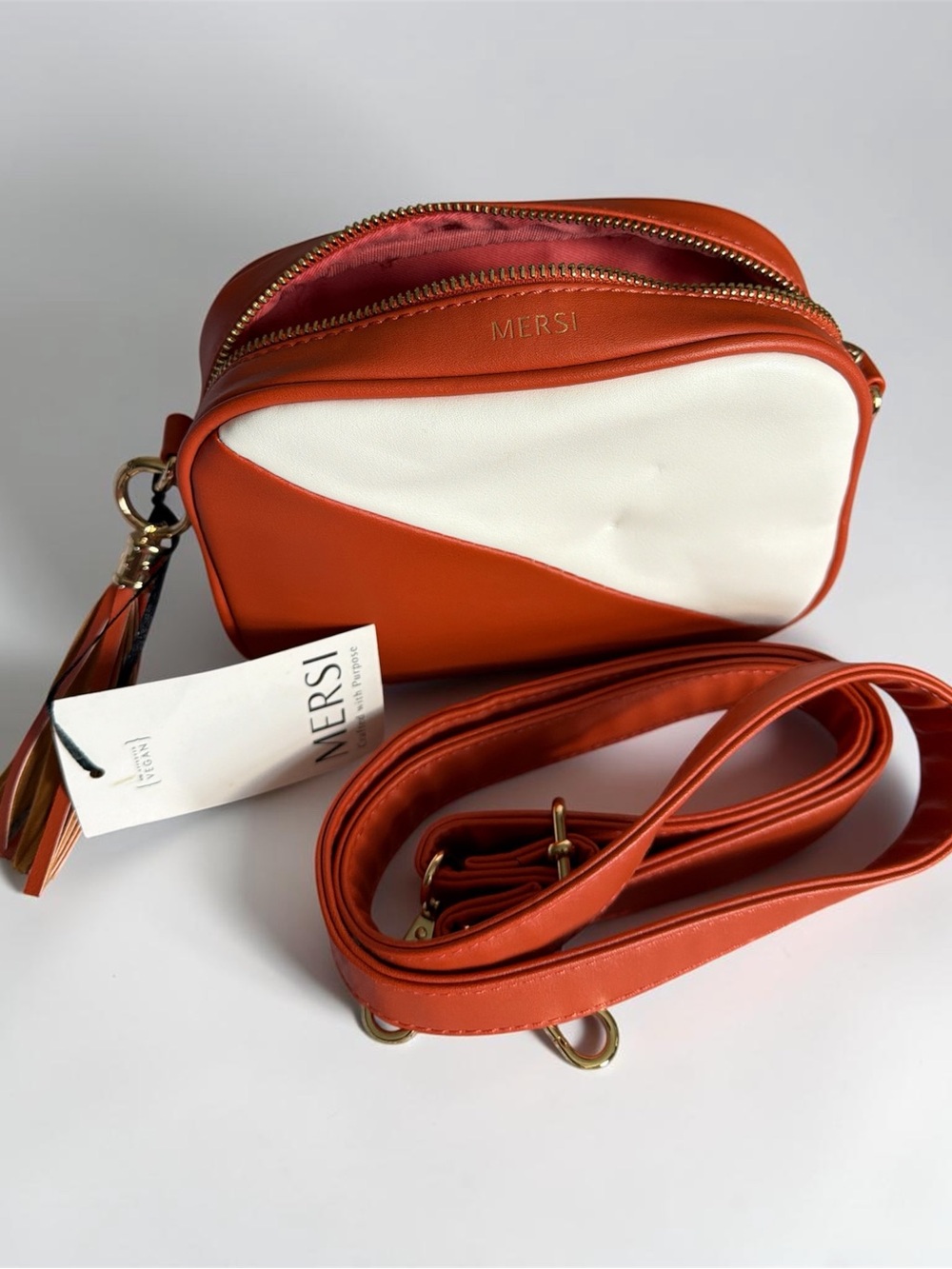 Orange & White Crossbody Bag